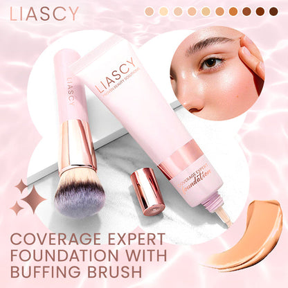 Liascy™ Coverage Expert Foundation with Buffing Brush