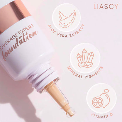 Liascy™ Coverage Expert Foundation with Buffing Brush